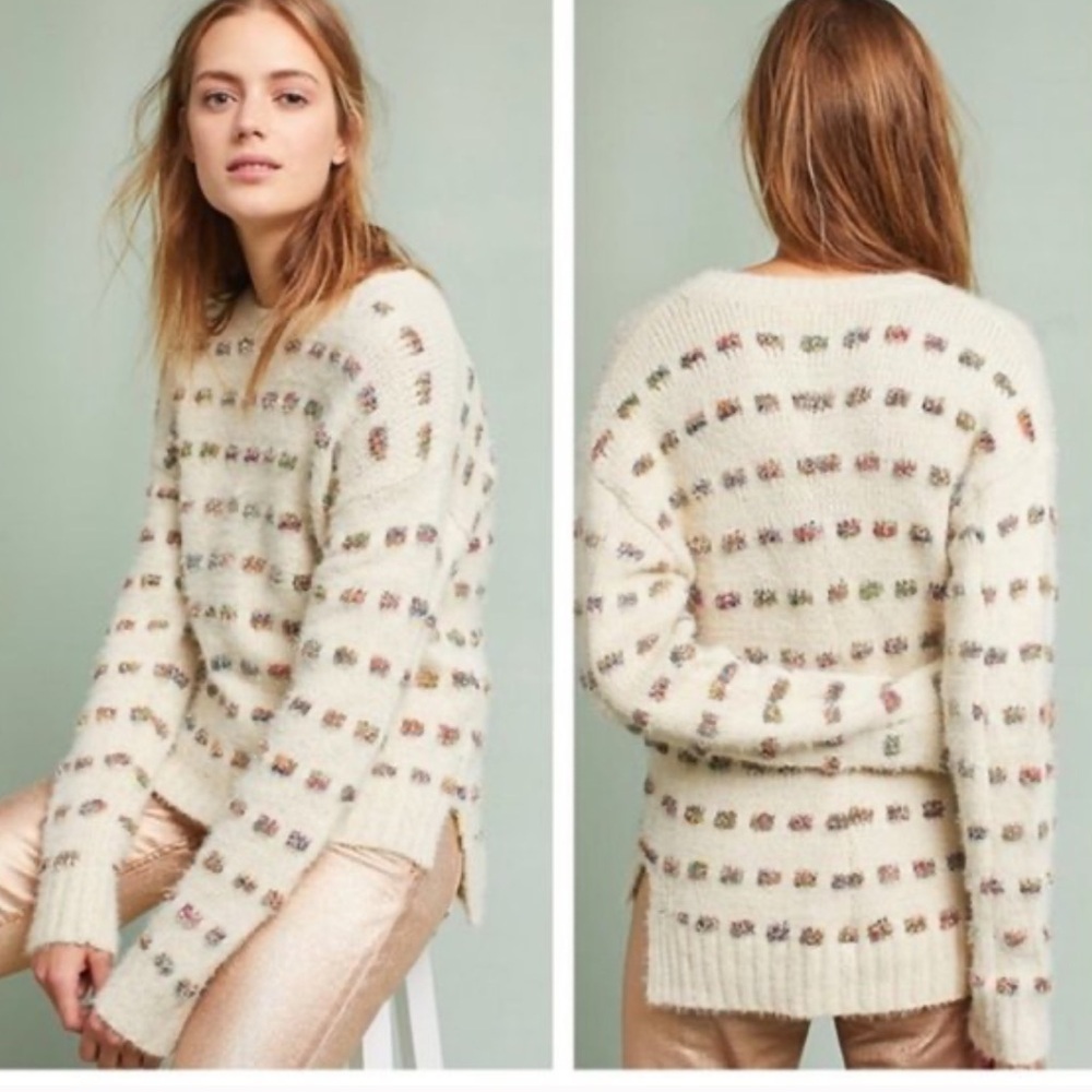Moth by Anthropologie Metallic Check Sweater Size small